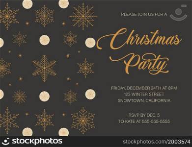Christmas party invitation with abstract snowflakes decoration