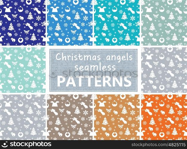 Christmas pastel retro vector patterns tiling. Endless texture can be used for printing onto fabric and paper or scrap booking, surface textile, web page background. New Year abstract shapes.