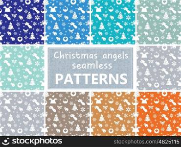 Christmas pastel retro vector patterns tiling. Endless texture can be used for printing onto fabric and paper or scrap booking, surface textile, web page background. New Year abstract shapes.