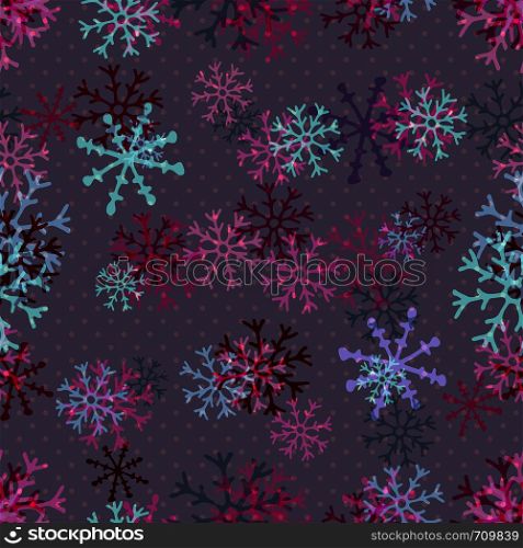 Christmas pattern of pink snowflakes. Winter seamless texture. Vector background template. Christmas pattern of pink snowflakes. Winter seamless texture. Vector background template.