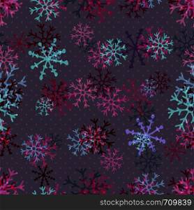 Christmas pattern of pink snowflakes. Winter seamless texture. Vector background template. Christmas pattern of pink snowflakes. Winter seamless texture. Vector background template.