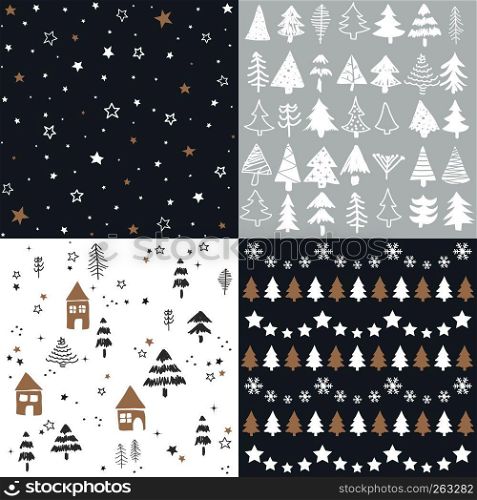 Christmas pattern set and vector illustration