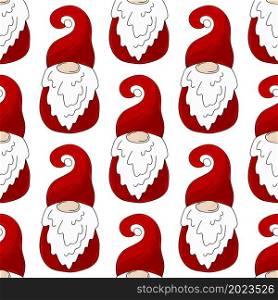 Christmas pattern with scandinavian gnomes. Hand draw style. Can be used for fabric, wrapping and etc. Christmas pattern with scandinavian gnomes in hand draw style