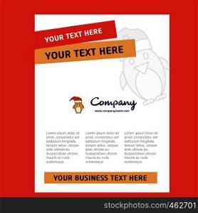 Christmas penguin Title Page Design for Company profile ,annual report, presentations, leaflet, Brochure Vector Background