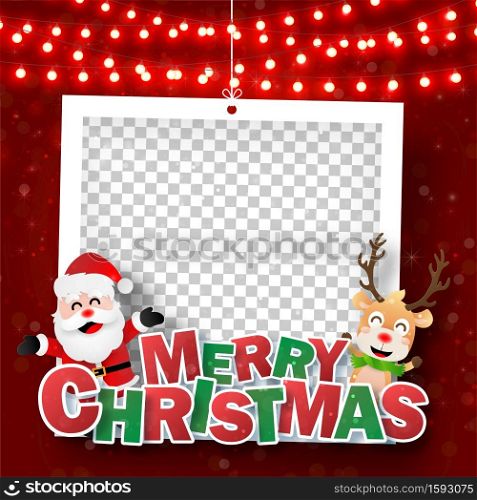 Christmas photo frame with Santa Claus and reindeer