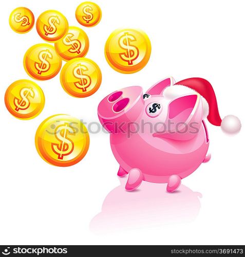 Christmas piggy bank for money rain
