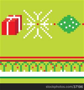 Christmas pixel seamless pattern, illustration of a composition with digital graphic motif
