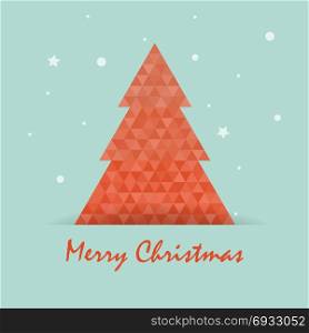 Christmas postcard template with christmas tree .Merry Christmas Typographical Design Elements. Vector illustration.