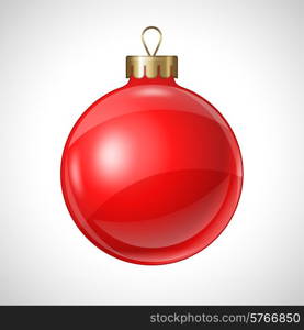 Christmas red ball isolated on white for design.