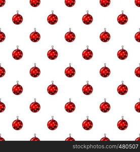 Christmas red ball pattern seamless repeat in cartoon style vector illustration. Christmas red ball pattern