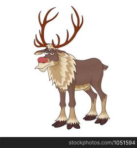 Christmas red nose reindeer Rudolph with inscrutable smile on white background. vector illustration. Christmas red nose reindeer Rudolph with inscrutable smile vector illustration on white background