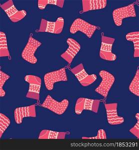 Christmas red socks doodle seamless pattern. Merry Christmas and Happy New Year print design. Christmas red socks doodle seamless pattern. Merry Christmas and Happy New Year print design.