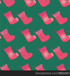 Christmas red socks doodle seamless pattern. Merry Christmas and Happy New Year print design. Christmas red socks doodle seamless pattern. Merry Christmas and Happy New Year print design.