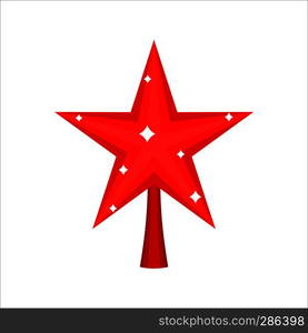 Christmas red Star for tree. decoration for fir-tree isolated. New year ornament