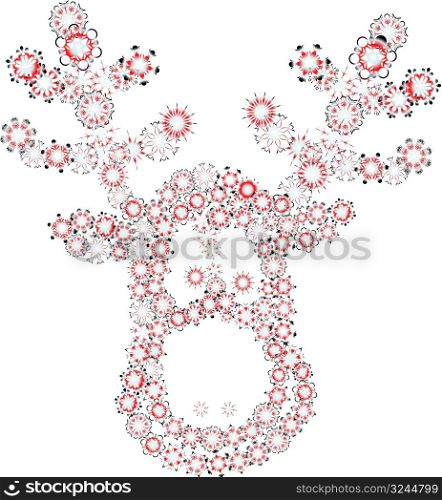 christmas reindeer via different snowflakes - vector illustration
