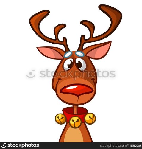 Christmas reindeer with jingle bells collar illustration