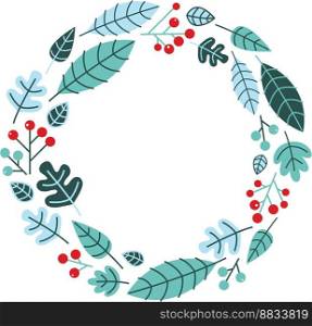 Christmas retro holiday wreath isolated on white vector image