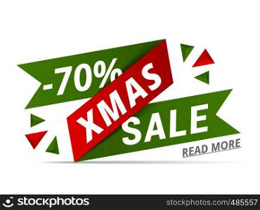 Christmas Sale Banner, 70% off, vector eps10 illustration. Christmas Sale Banner