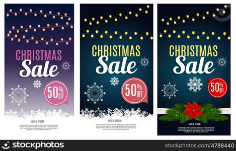 Christmas Sale Banner Background. Business Discount Card. Vector Illustration EPS10