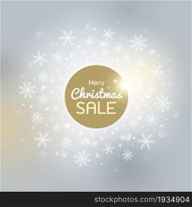 Christmas sale banner design with snowflake and light effect on gray background vector illustration
