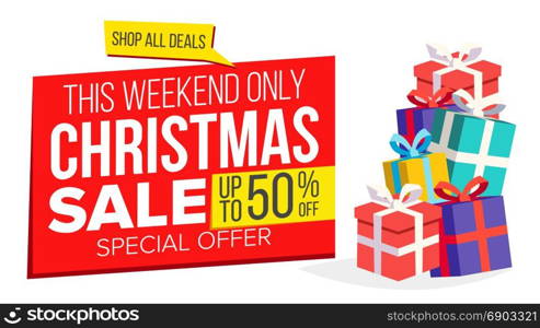 Christmas Sale Banner Template Vector. Xmas Big Sale Offer. For Xmas Banner, Brochure, Poster, Discount Offer Advertising. Isolated Illustration. Christmas Sale Banner Template Vector. Xmas Big Sale Offer. For Xmas Banner, Brochure, Poster, Discount Offer Advertising. Isolated