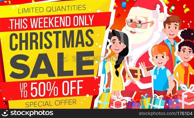 Christmas Sale Banner Vector. Big Christmas Sale Banner. Illustration. Christmas Sale Banner Vector. Discount Up To 50 Off. Special Offer Sale Banner. Illustration