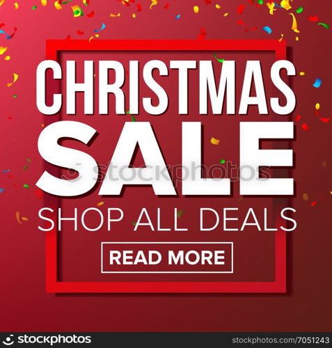 Christmas Sale Banner Vector. Business Advertising Illustration. Holidays Xmas Sale Poster. Winter Offer Template Design For Web, Flyer, Holidays Winter Card, Advertising.. Christmas Sale Banner Vector. Vector. Crazy Discounts Poster. Business Advertising Illustration. Winter Design For Web, Flyer, Holidays Xmas Card