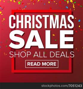 Christmas Sale Banner Vector. Business Advertising Illustration. Holidays Xmas Sale Poster. Winter Offer Template Design For Web, Flyer, Holidays Winter Card, Advertising.. Christmas Sale Banner Vector. Vector. Crazy Discounts Poster. Business Advertising Illustration. Winter Design For Web, Flyer, Holidays Xmas Card