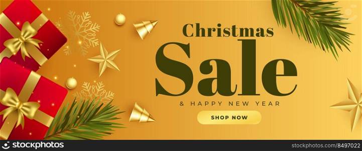 christmas sale banner with realistic 3d elements design