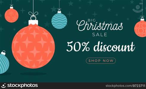 Christmas sale card with hanging bauble Royalty Free Vector