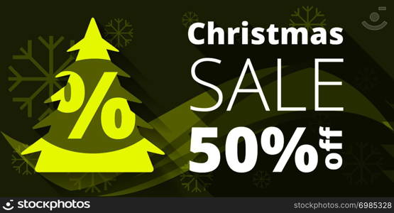 Christmas sale design template with green background. Christmas sale design template