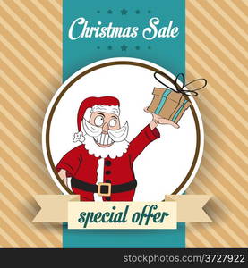 Christmas sale design with Santa, illustration in vector format