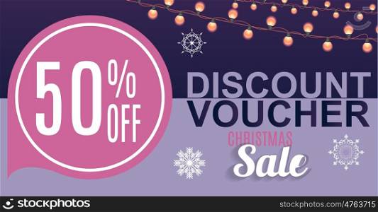 Christmas Sale, Discount Voucher Banner Background. Business Discount Card. Vector Illustration