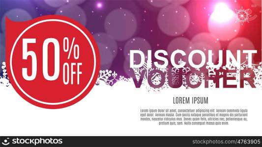 Christmas Sale, Discount Voucher Banner Background. Business Discount Card. Vector Illustration