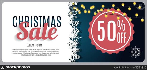 Christmas Sale, Discount Voucher Banner Background. Business Discount Card. Vector Illustration EPS10