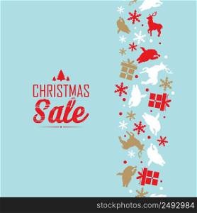 Christmas sale event poster with text about discounts and decorative traditional symbols such as snowflake, santa claus corner vector illustration. Christmas Sale Event Poster