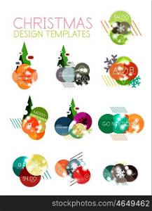 Christmas Sale Paper Stickers. Vector Christmas Sale Paper Stickers