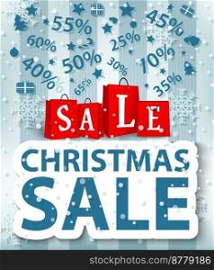 Christmas sale poster design with shopping bags