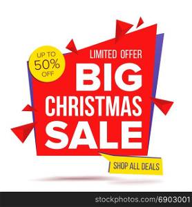 Christmas Sale Special Offer Banner Vector. Sale Label. Isolated Illustration. Biggest Christmas Sale Banner Vector. Sale background. Isolated On White Illustration