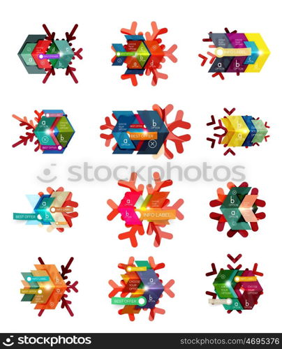 Christmas sale stickers and labels. Christmas sale stickers and labels. Paper infographic template with snowflake