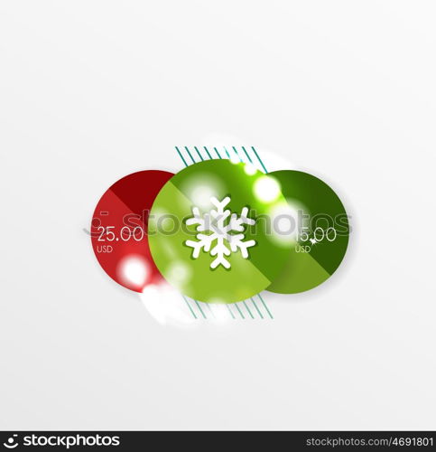 Christmas sale stickers with sample promo text. Christmas sale stickers with sample promo text on geometric shapes - circles