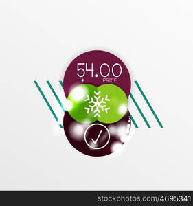 Christmas sale stickers with sample promo text. Christmas sale stickers with sample promo text on geometric shapes - circles