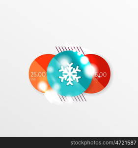 Christmas sale stickers with sample promo text. Christmas sale stickers with sample promo text on geometric shapes - circles