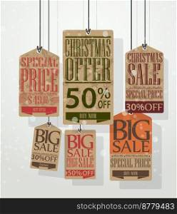 Christmas sale tags. Vintage style tags and labels 