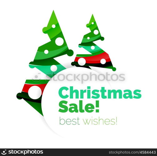 Christmas sale, vector greeting card or banner. Vector New Year elements with white copyspace