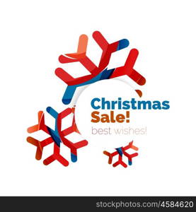 Christmas sale, vector greeting card or banner. Vector New Year elements with white copyspace