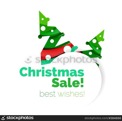 Christmas sale, vector greeting card or banner. Vector New Year elements with white copyspace