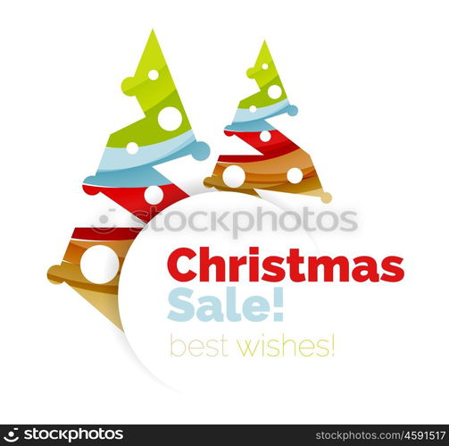 Christmas sale, vector greeting card or banner. Vector New Year elements with white copyspace