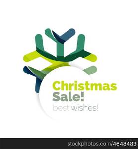 Christmas sale, vector greeting card or banner. Vector New Year elements with white copyspace
