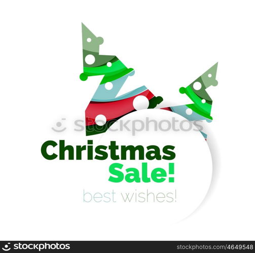 Christmas sale, vector greeting card or banner. Vector New Year elements with white copyspace